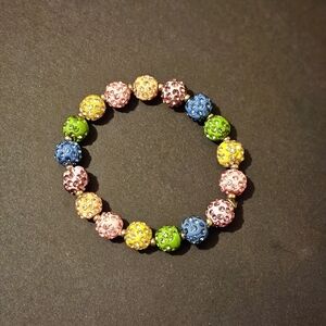 Betsey Johnson Multicolor Pavé Fireball Beaded Stretch Bracelet